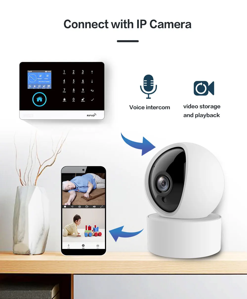 PG-103 4G 3G GSM Wireless Alarm System with IP Camera Tuya SmartLife APP Control for Home Security Alarm PIR Sensor Door Sensor