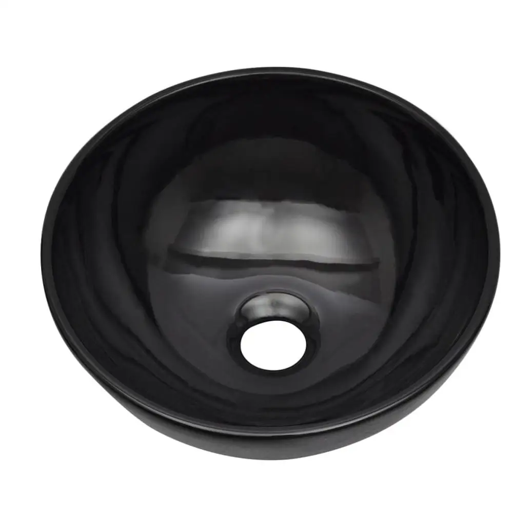 

【USA Warehouse】Bathroom Basin Ceramic Black Round 12.8"x5.5"