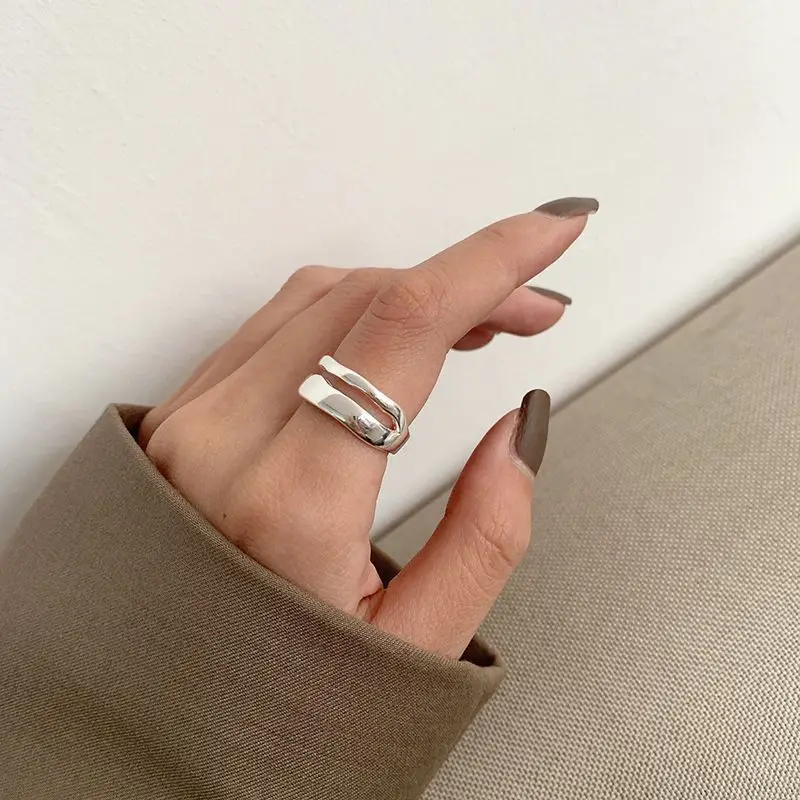 

Simple Irregular Wave Opening Rings For Women Gold Metal Fashion Rings Adjustable Wedding Simple Retro Jewelry