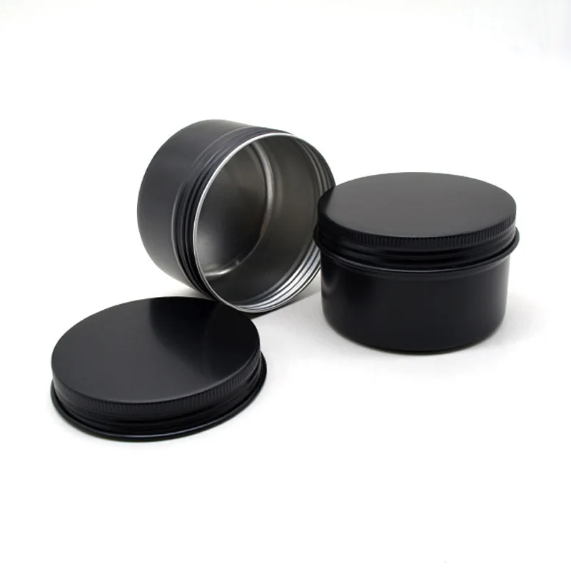 96pcs 120g Cosmetics Container 120ml Aluminum Candle Jar Empty Tin Metal Black with Lids Lip Balm Pot Screw Cream Box