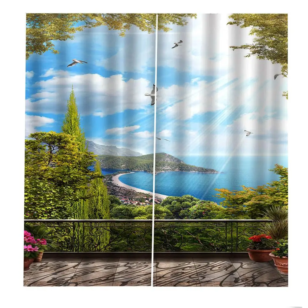 Шторы с изображением голубого неба роскошные затемняющие 3D окна занавески для