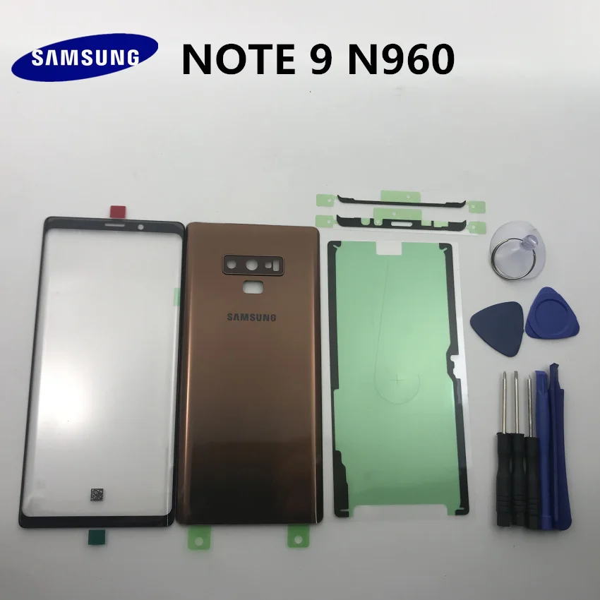 Чехол для samsung Galaxy NOTE9 NOTE 9 N960 N960F, Задняя стеклянная крышка, задняя крышка для батареи, крышка для двери+ передняя стеклянная линза+ клей+ Инструменты