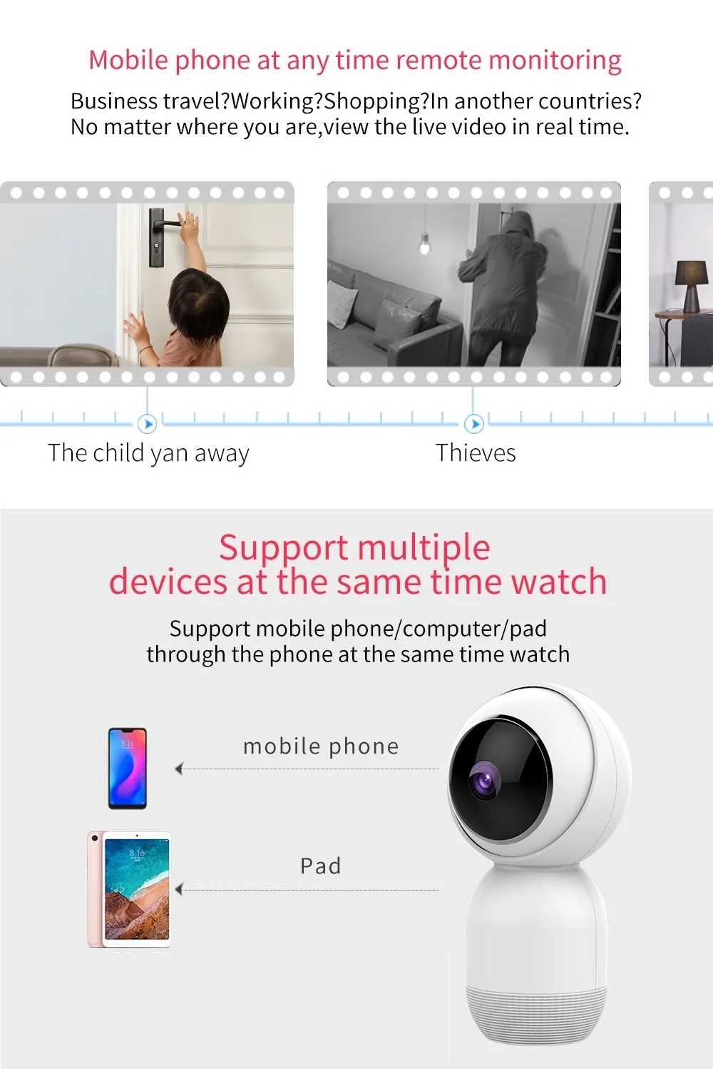 Беспроводная умная Wifi ip-камера 1080P 2MP Tuya умная жизнь двухстороннее аудио ночного видения датчик движения умный дом безопасности