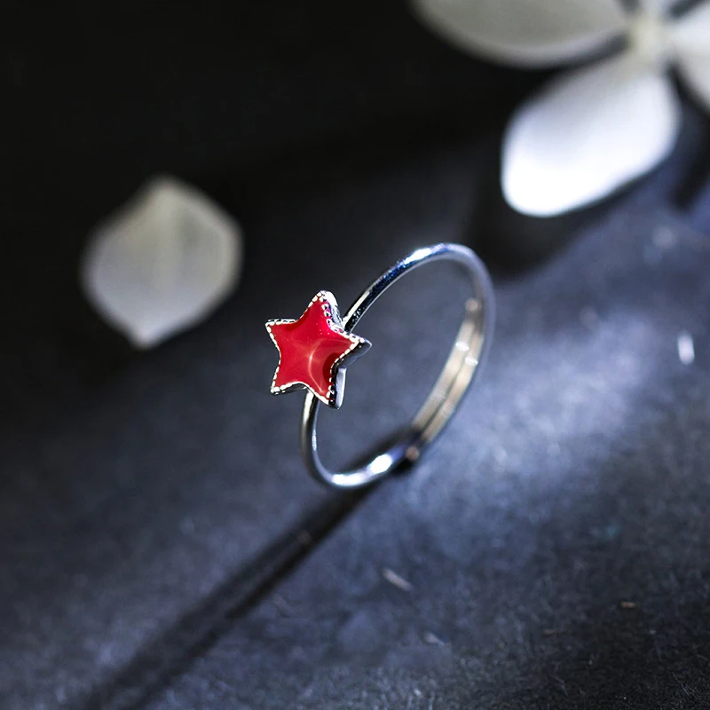 Женское кольцо с открытым пальцем Trustdavis 925 пробы серебряное красной звездой