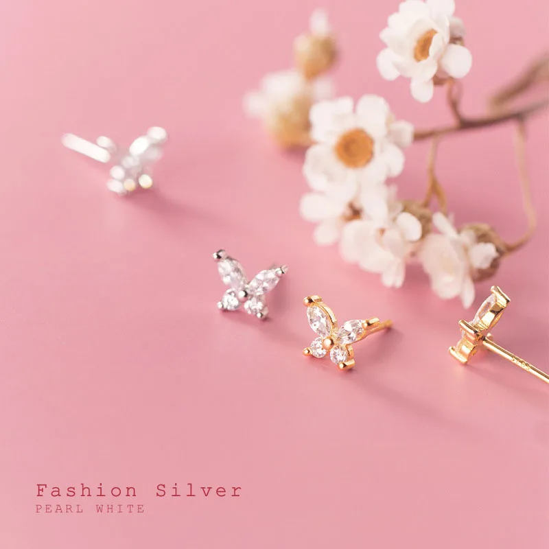 

925 Sterling Silver butterfly stud earrings for women girls