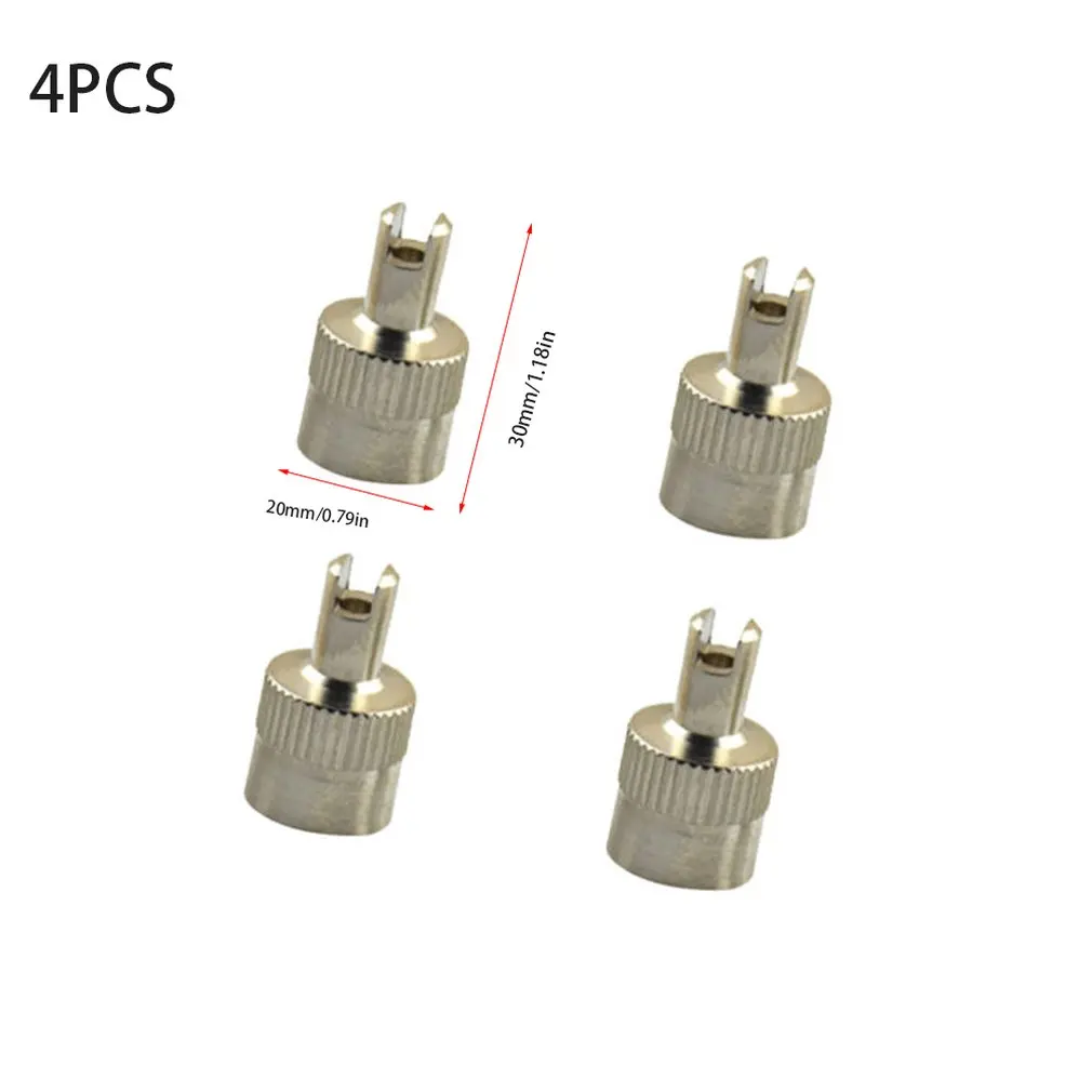 

4pcs Copper Slotted Head Vehicle Tire Wheel Tool Cap Valve Caps US Type Core Removal Tool For Cars Vehicles
