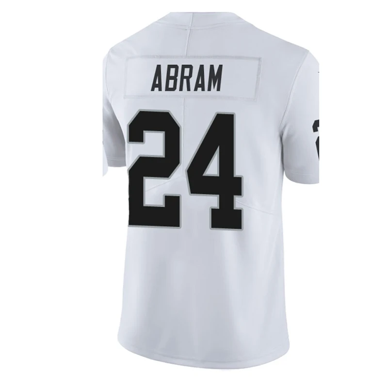 

Embroidery Letters American Football Jersey 24 Johnathan Abram Men Youth Kid Black White Las Vegas Limited Jersey