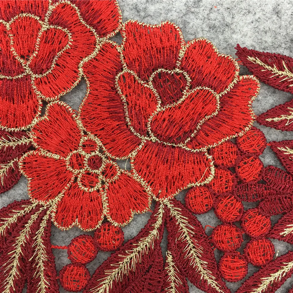 Искусственная ткань для рукоделия красная Венецианская Цветочная искусственная