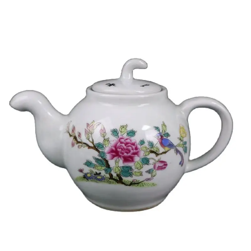 

China Old Porcelain Pastel Pink Flower And Bird Pattern Holding Pot