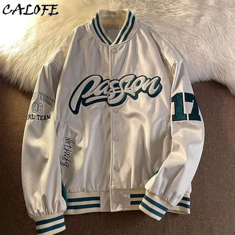 

Куртка универсальная для пар, повседневная бейсбольная форма в стиле хип-хоп, уличная одежда, свободная куртка с вышивкой алфавита, осень 2021