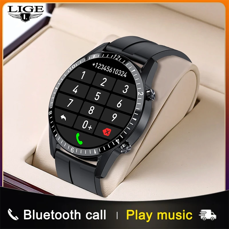 

LIGE 2021 New Bluetooth Calls Smart Watch For Men IP67 Waterproof Smartwatch Health Monitor For Android Apple Xiaomi Huawei OPPO