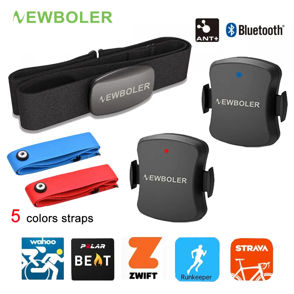 

NEWBOLER Heart Rate Monitor Chest Strap Bluetooth 4.0 ANT Fitness Dual Mode Sensor Compatible Belt Wahoo Polar Garmin Bryton
