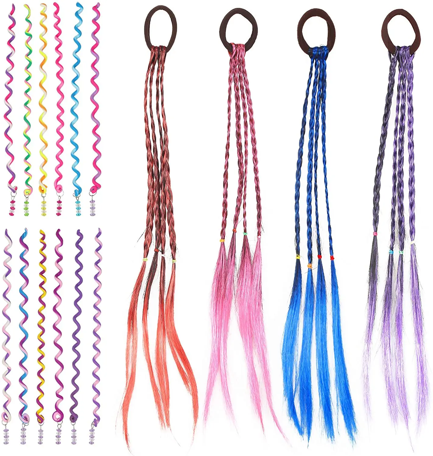 

Genya kids braided synthetic hair extension Party hair accessories gradient hair braids in Various Colors