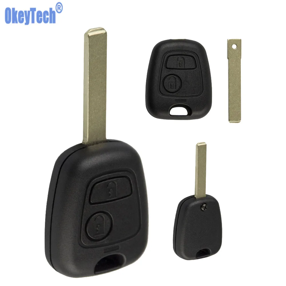 OkeyTech 2 кнопочный чехол для Peugeot 107 207 307 407 106 206 306 406 без канавки лезвие VA2 бесплатная