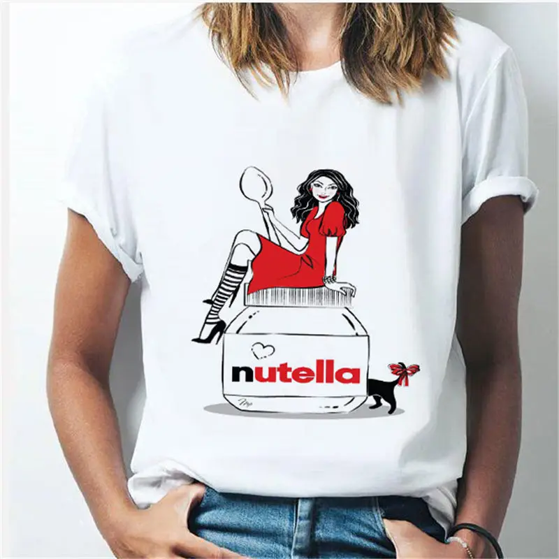 Nutella футболка с принтом Kawaii Ms. Harajuku Ulzzang модная графикой Забавный мультфильм