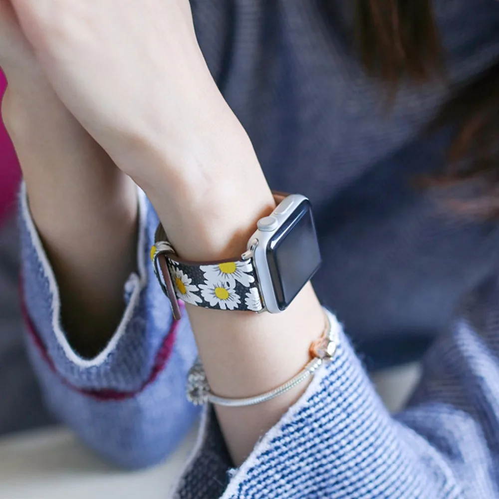 Ремешок из натуральной кожи для Apple Watch Band 4 40 мм 44 42 38 браслет сменный ремешок cinturino