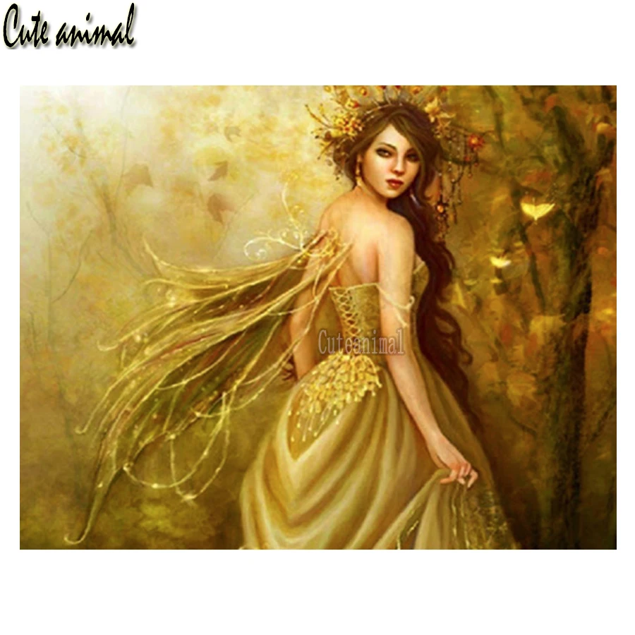 

Алмазная живопись «сделай сам», Эльфийская девушка 5D, полная выкладка, квадратная вышивка крестиком, алмазная вышивка, Золотое искусство леса, декоративная мозаика, живопись