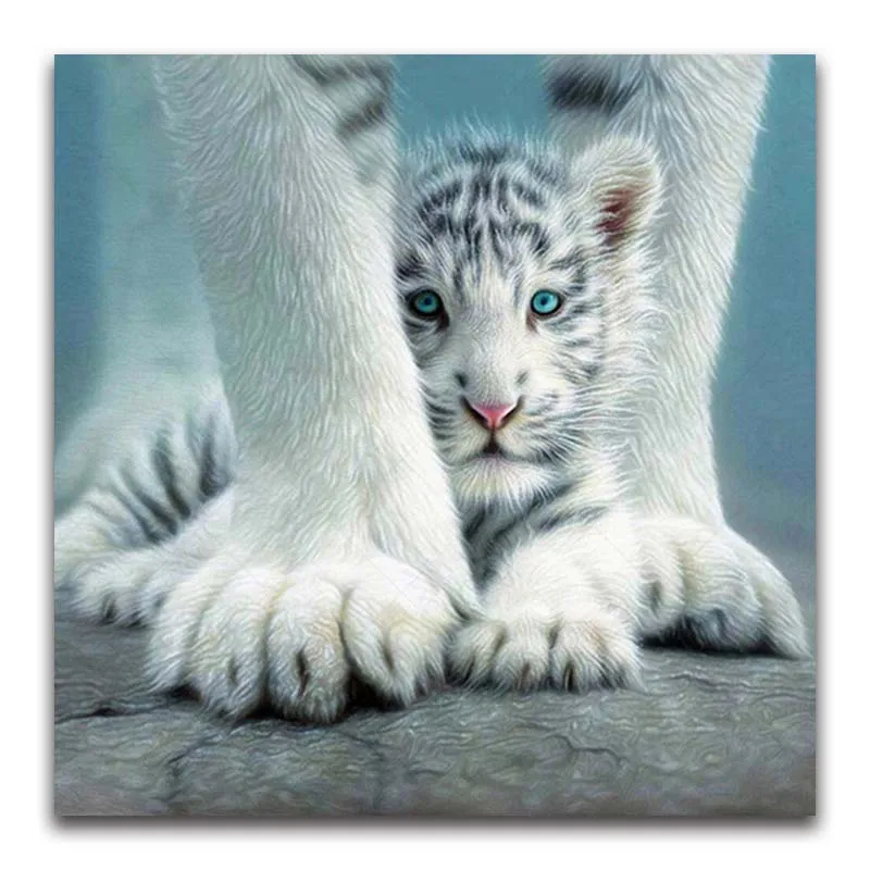 5D бриллиант картина мультфильм тигр лев Вышивка крестом собака круглая