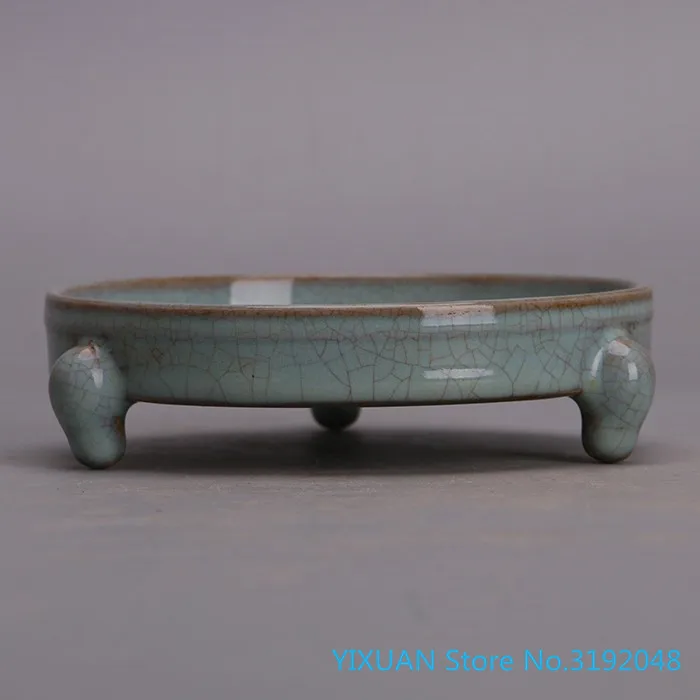 

Song Ru kiln azure glaze three foot washing antique antique Jingdezhen antique porcelain folk collection decorative ornaments