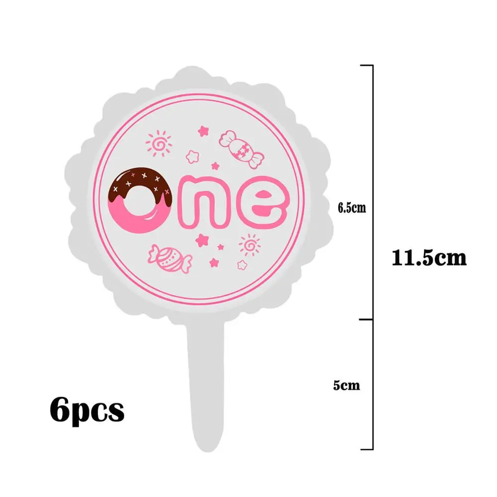 6Pcs/set One Cake Topper Donut Grow Up Birthday Party Decoration Oh Baby Shower Supplies | Дом и сад