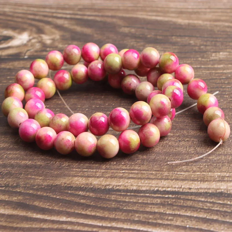 Lan Li fashion natural Jewelry Peach colorful jades Loose beads DIY woman bracelet necklace ear stud accessories | Украшения и