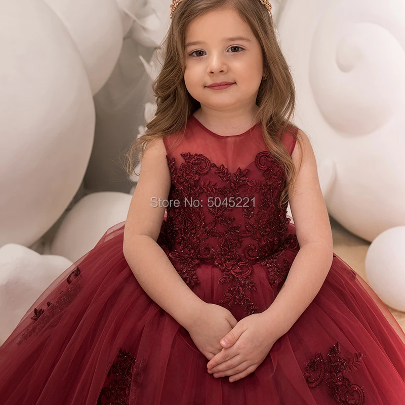 Новое поступление Детские пышные вечерние платья с аппликацией для девочек на