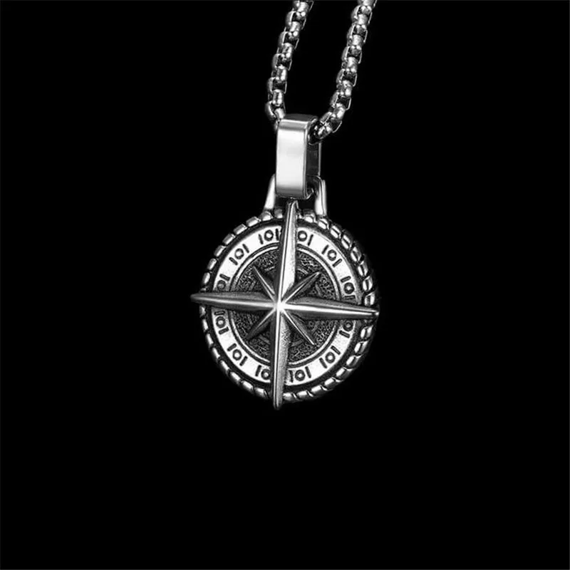 

Compass of life Necklace 316L Stainless Steel Jewelry Punk Biker Viking Pendant