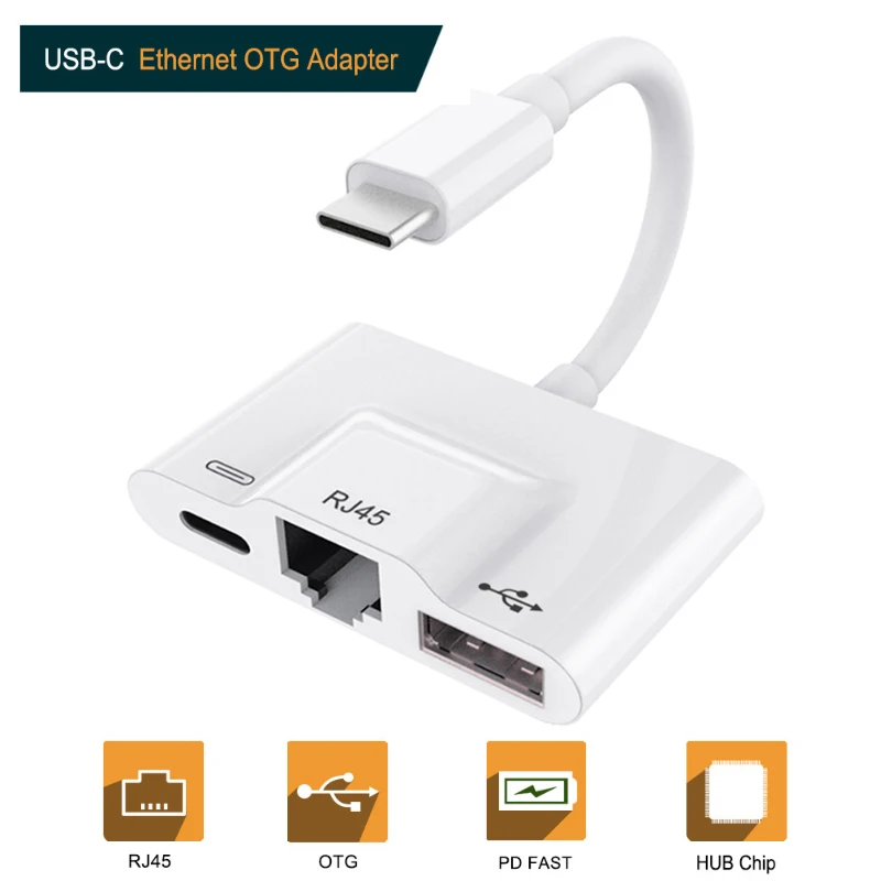 

Type C Rj45 Adapter USB-C Ethernet OTG Adapter Converter External Network Card Converter Cable Connect U Disk Keyboard Adapter
