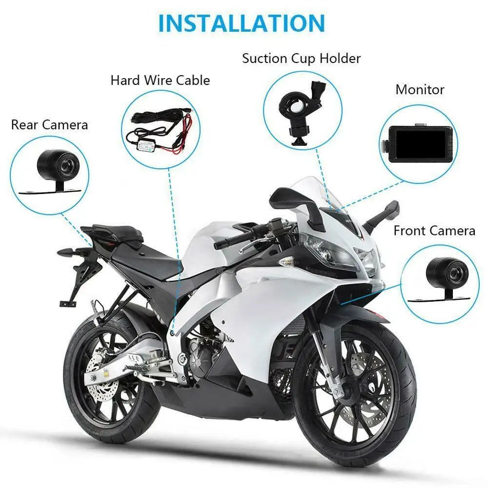 

Tachograph Motorcycle DVR Driving Camcorder Front & RearDual Lens View Camera Camcorder Motorcycle Night Vision Dashcam SE100