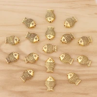 30 pieces antique gold tone fish spacer beads charms for necklace bracelet diy jewellery making findings 12x8mm