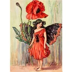 Сделай Сам Алмазная Картина Вышивка крестом мозаика красный цветок мака фея девушка, полный квадрат дрель Алмазная вышивка Стразы мозаика наборы