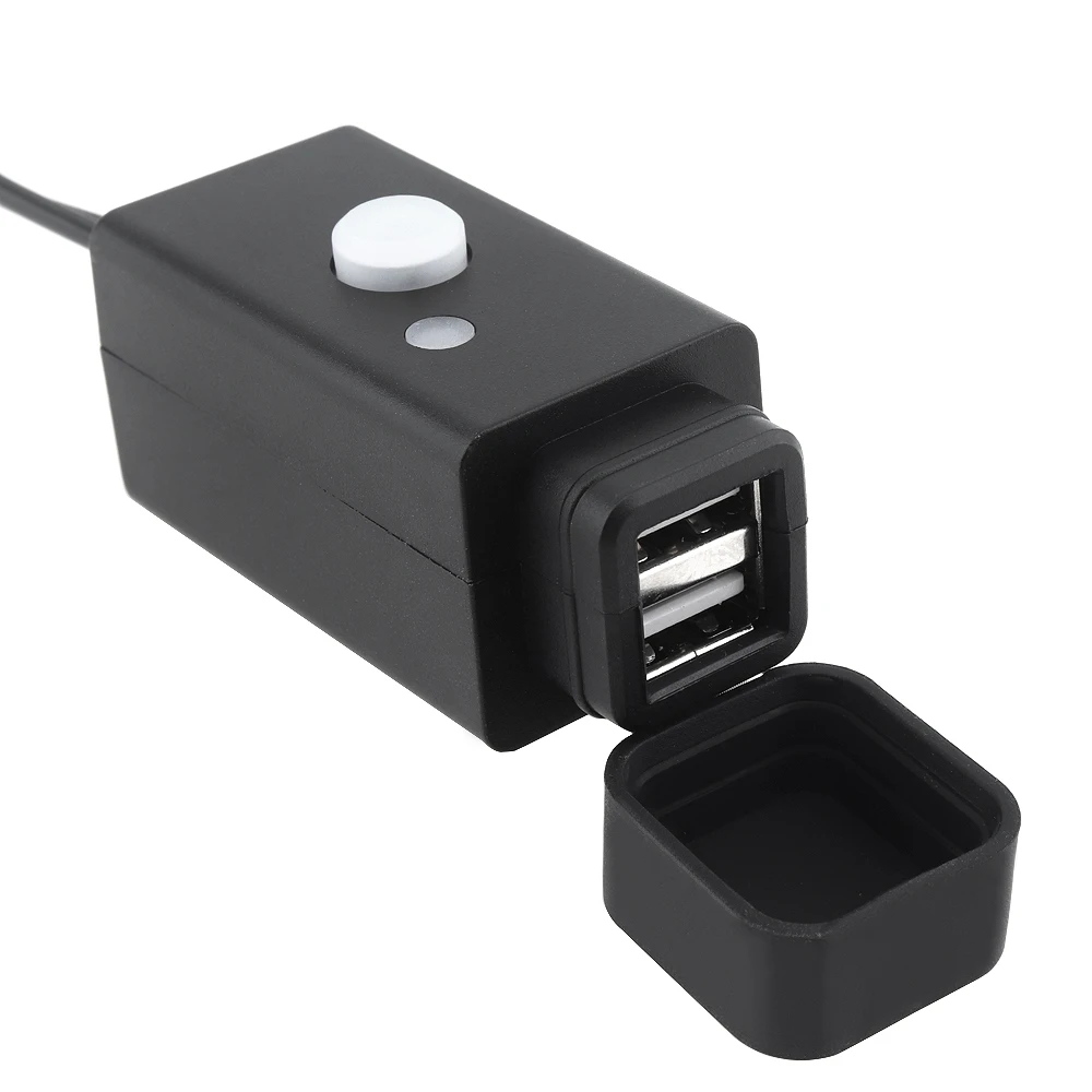 Черное водонепроницаемое зарядное устройство для мотоцикла 10-24 В постоянного