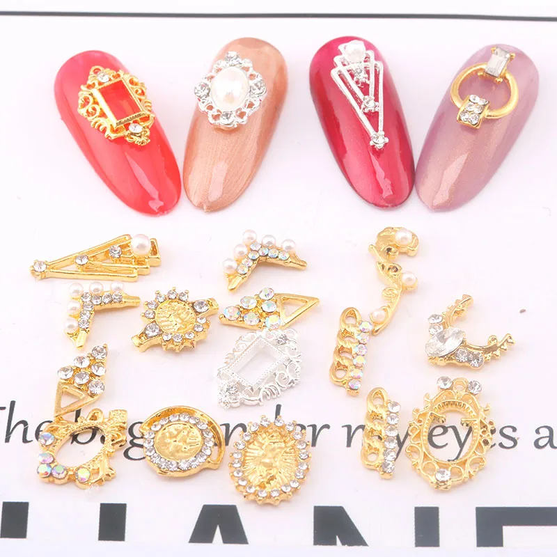 Nail Art Decoration Elegant Multiple Shapes Designs 10 pcs/Set Alloy With Exquisite Zircon Rhinestones Nail Tips Beauty Salons