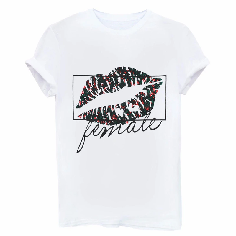 New sexy Black Lip Print T-shirt short sleeved Harajuku O collar white street Style summer fashion casual kawaii | Женская одежда