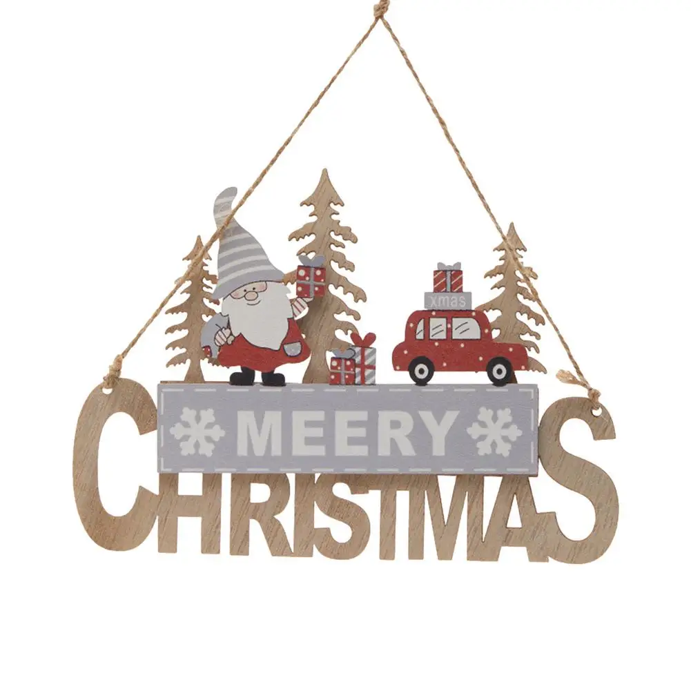 

Christmas Front Door Hanging Decoration Merry Christmas Wooden Wall Door Decor Santa Claus Elf Gnome Pendant Indoor Outdoor