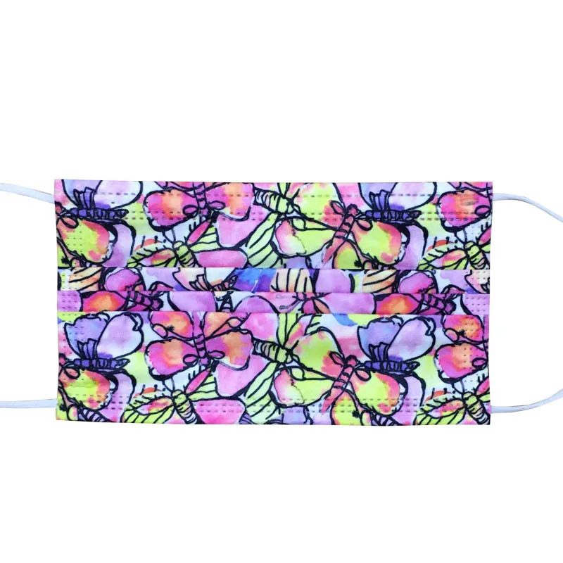 

50PCS Adult Disposable Face Mask Three Layers with Melt Blown Breathable Anti Dust Mask for Women Man Fashion Printing Masks