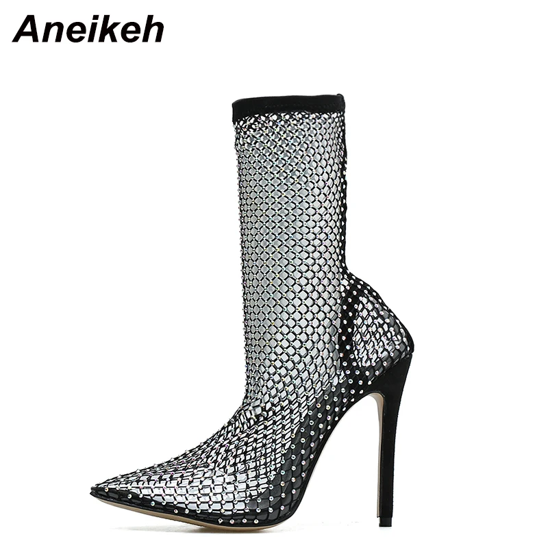 Туфли Aneikeh женские сетчатые пикантные босоножки Челси высокий тонкий каблук