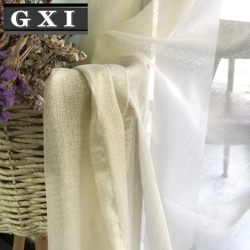 Современные однотонные шторы GXI из золотистой проволоки подходящие ко всему тюль