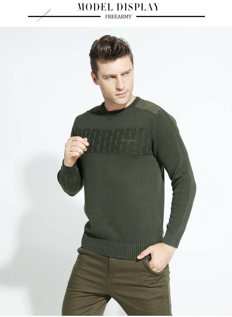 FreeArmy New Casual Men's Sweater O-Neck Slim Fit Knittwear Mens Sweaters Pullovers Homme Winter Thick Clothing M-3XL B003