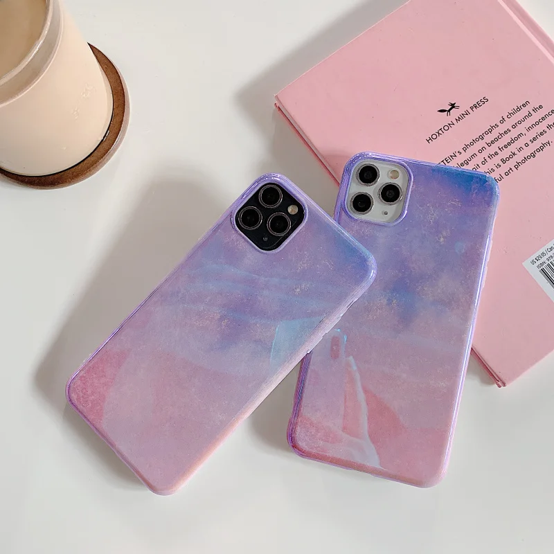 Чехол для телефона Blue-ray Dream Sky iPhone 11 Pro Max XR X XS 7 8 Plus мягкий чехол IMD с блестящей