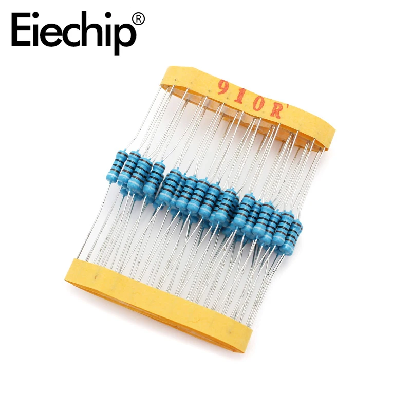 

100pcs/lot 0.5W 1 ohm 1% Metal film resistor 1/2W resistance 910R Electronic resistors