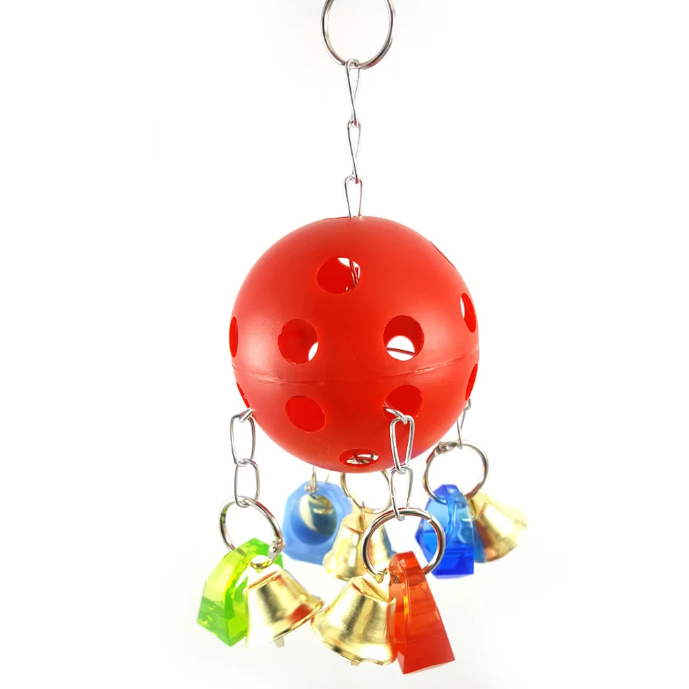 

Colorful Hanging Balls With Bells Parrot Toy Plastic Funny Bell Ball Parrot Products Suitable For Hamsters Sabbits Small Animals