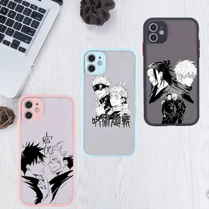 

Jujutsu Kaisen Anime Phone Case For iPhone 12 11 Mini Pro XR XS Max 7 8 Plus X Matte transparent Pink Back Cover