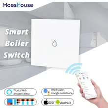 WiFi Smart Boiler Glass Panel Switch 4400W Smart Life Tuya App Remote Control Water Heater Switch Work with Alexa Google Home