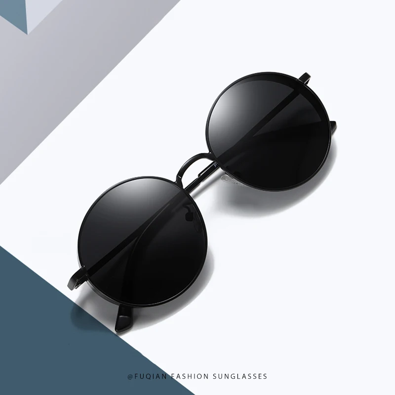 SUNWEAR Ретро стимпанк поляризационные мужские солнцезащитные очки модные круглые черные металлические женские солнцезащитные очки для вождения