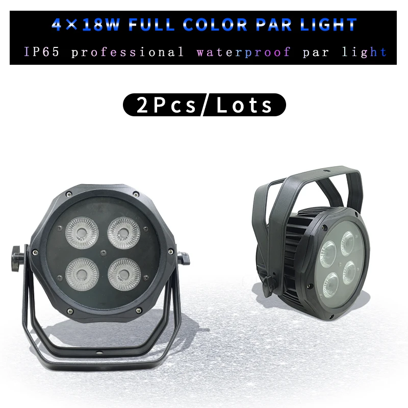 

2 шт./лот 4x18 Вт 6 в 1 RGBWA UV LED Наружное освещение для сцены, IP65 Водонепроницаемый, подходит для производительности сцены