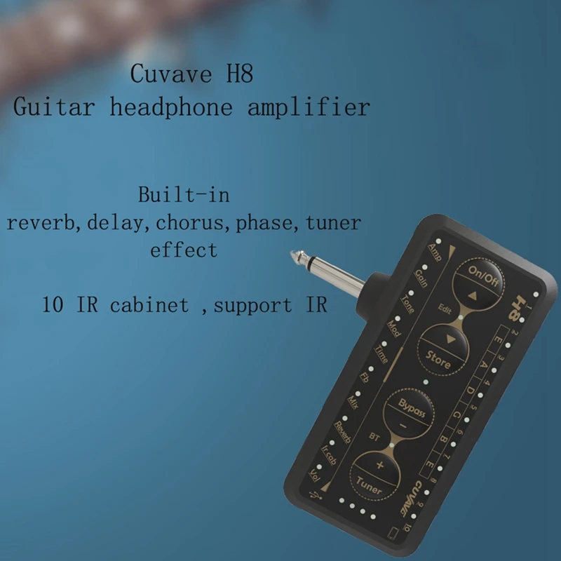 

CUVAVE Portable Electric Guitar Amplifier H8 Mini Headphone Amp Built-in Delay Tuner Phaser Reverb Effect IR Cabinet Guitar Plug