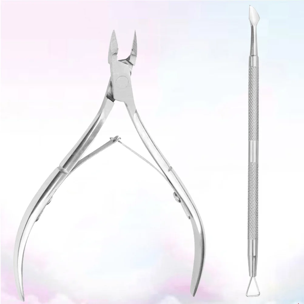 

Инструменты для маникюра из нержавеющей стали, практичные ножницы для омертвевшей кожи, триммер для кутикулы, кусачки, толкатель, 1 набор/2 ш...