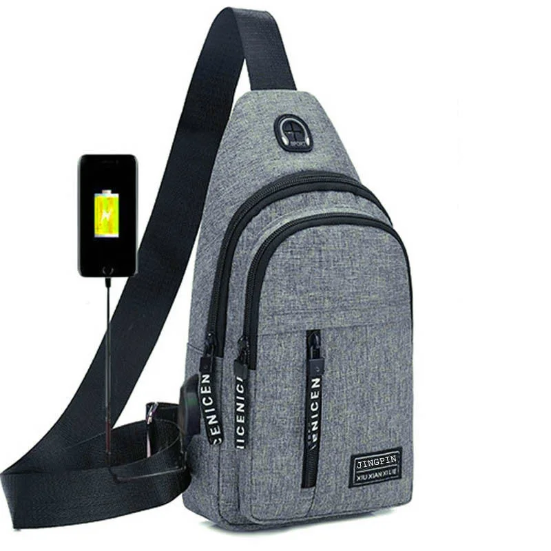 

Men Shoulder Chest Bags USB Charging Crossbody Bags Men Anti Theft Chest Bag Sport Summer Short Trip Messengers Shoulder Bag