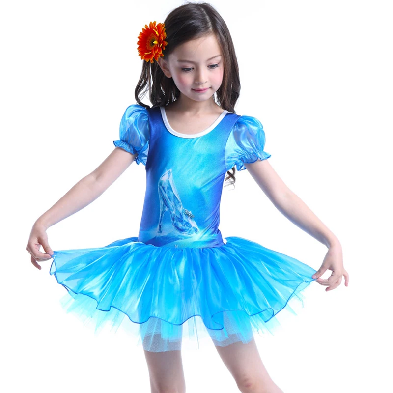 Детское балетное платье для девочек голубой сиамский костюм пачка с русалочкой